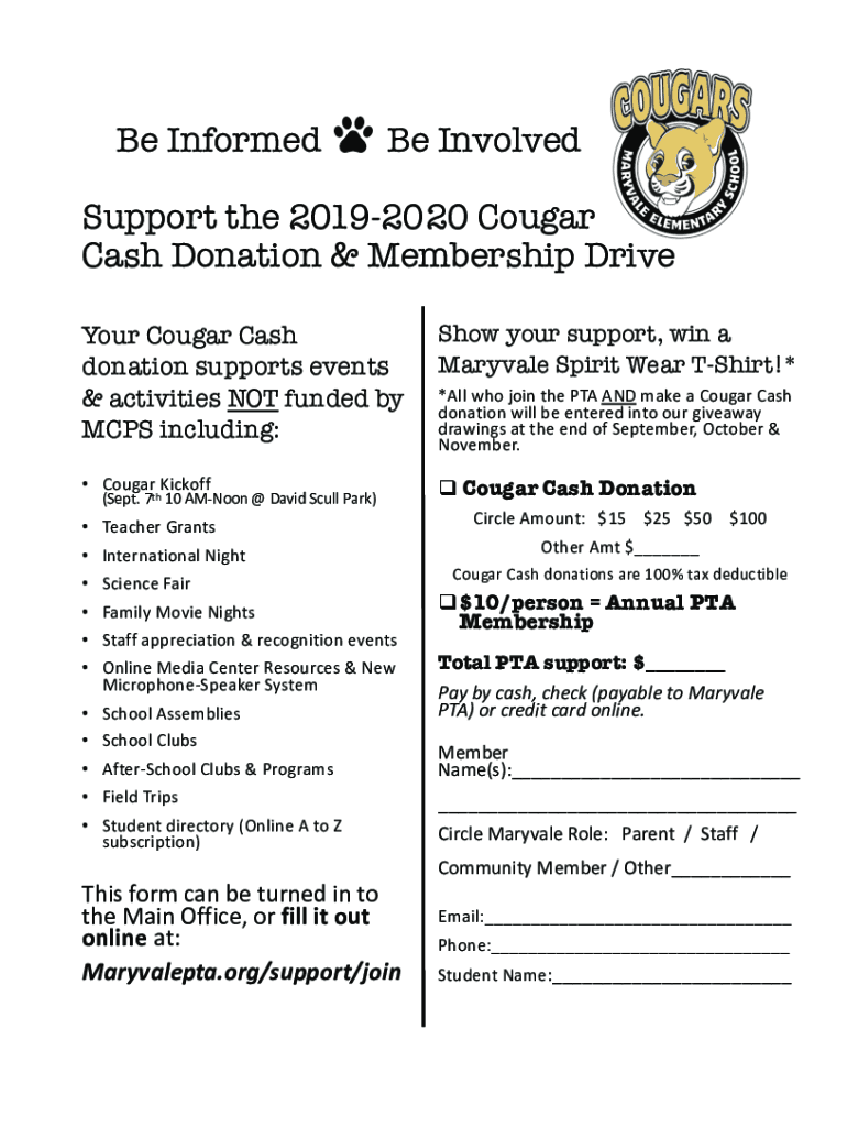 Fillable Online 2019 PTA Membership form Fax Email Print - pdfFiller