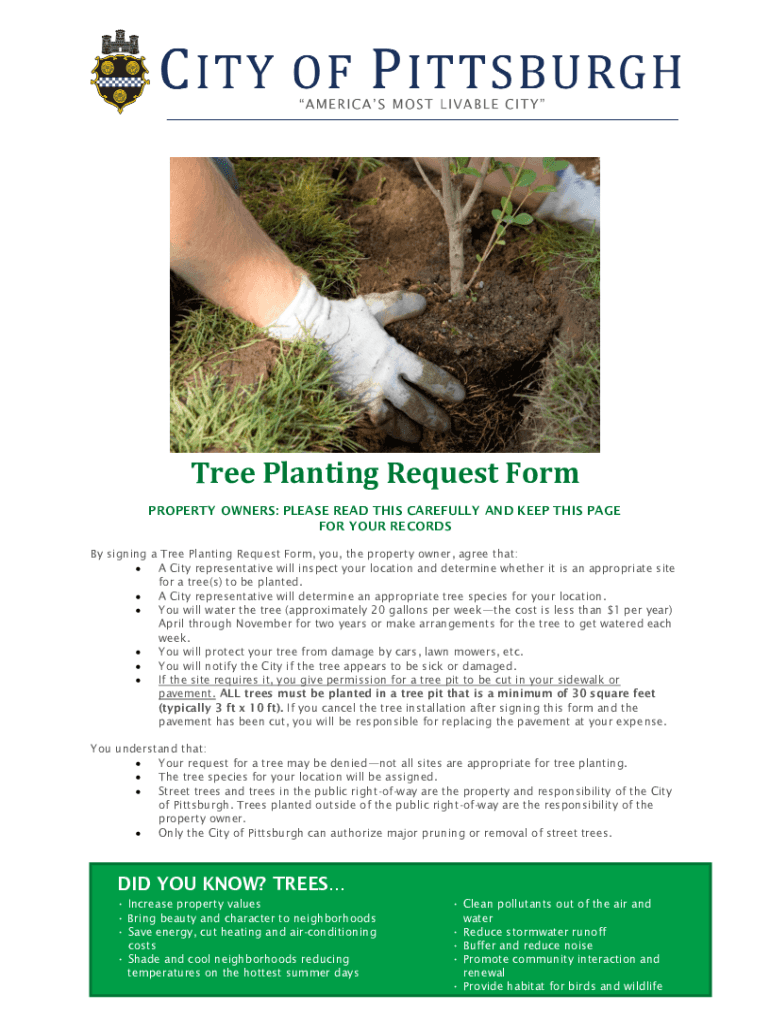 Fillable Online Tree Planting Request Form Pittsburgh Fax Email Print