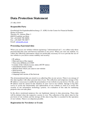 Fillable Online Data Protection Statement - ifk-cfs.de Fax Email Print ...