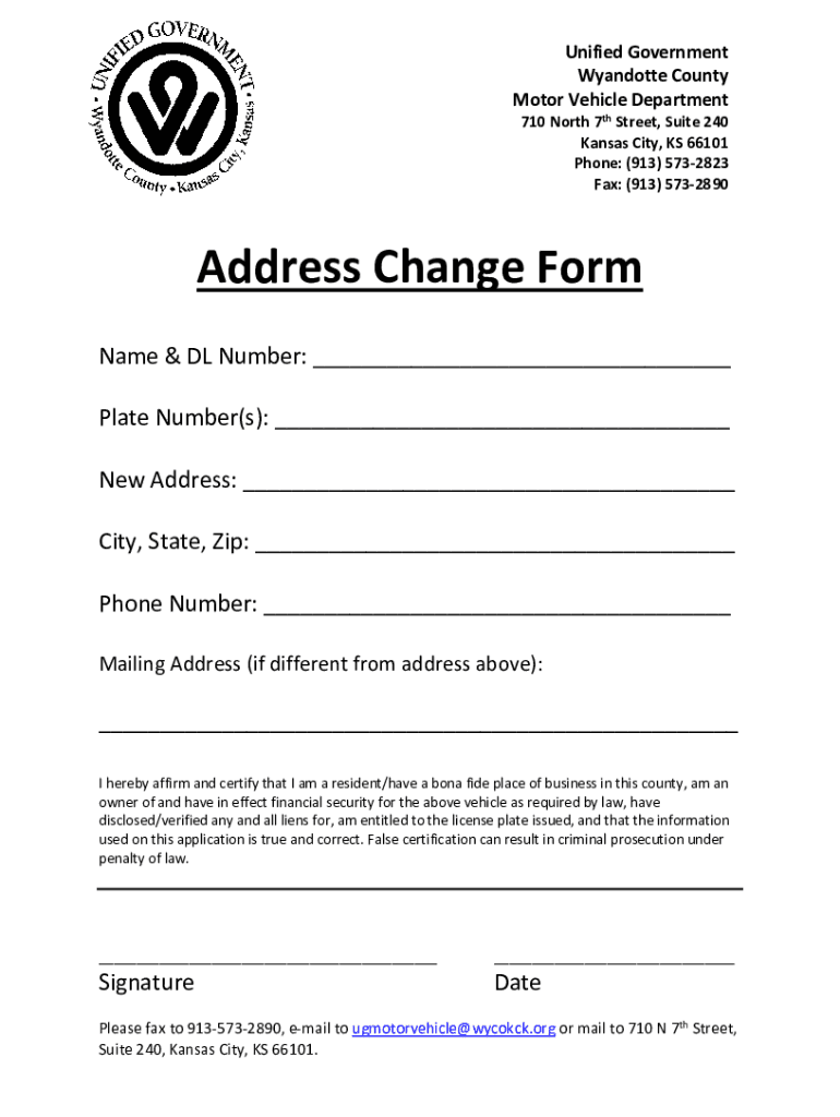 Fillable Online Wyandotte county vehicle registration state ave Fax
