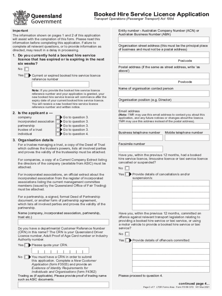 booked hire service licence Preview on Page 1