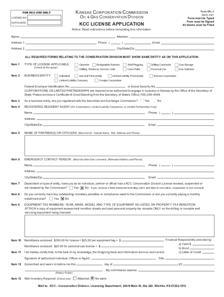 kansas kcc form Preview on Page 1