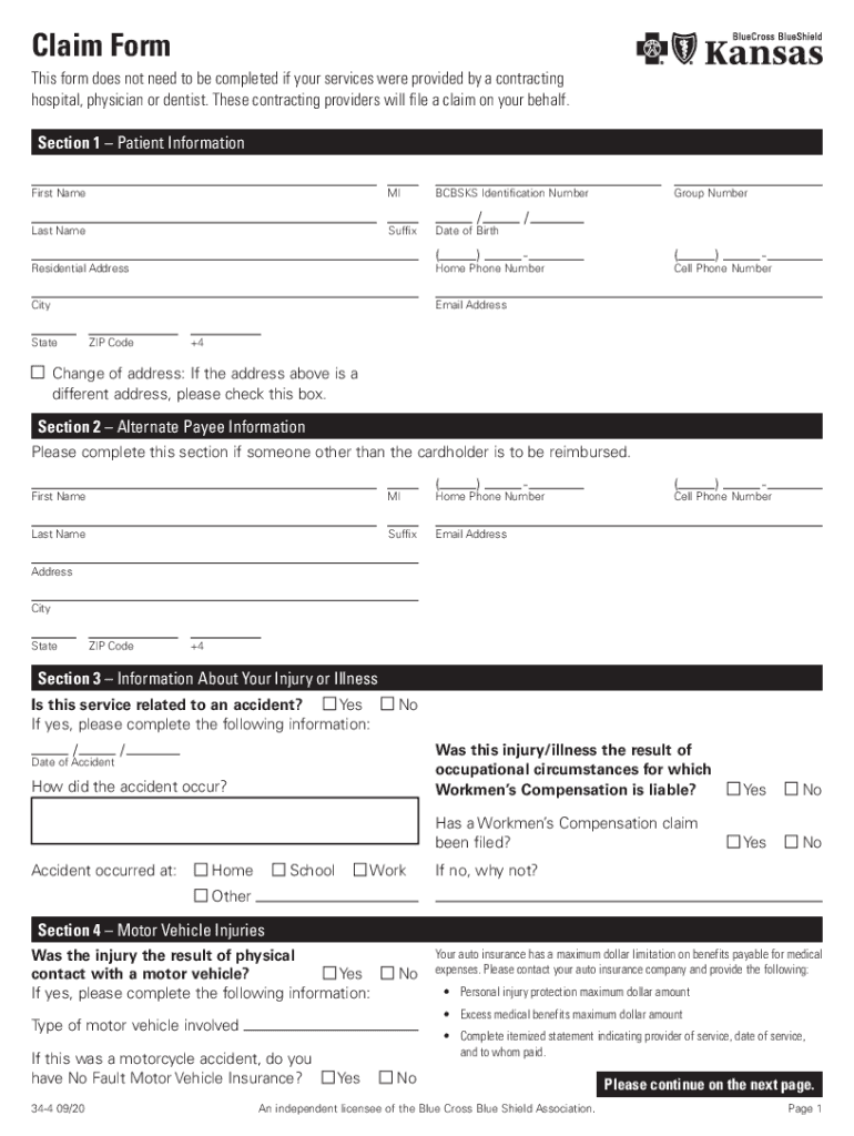 kansas bcbs form Preview on Page 1.