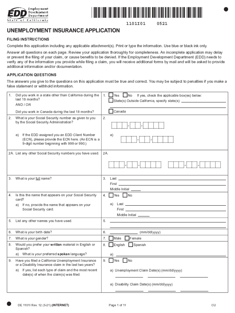 unemployment application Preview on Page 1