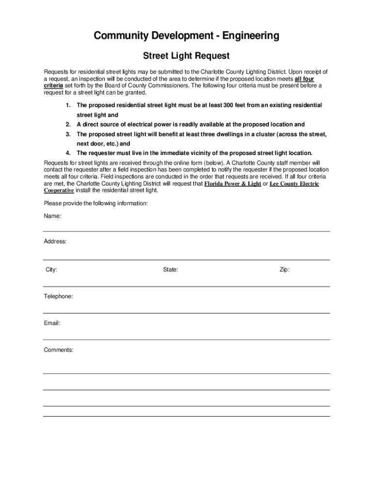 Fillable Online Street light Request.docx Fax Email Print pdfFiller
