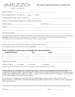 Fillable Online Re enrolment form 2018/2019.pages Fax Email Print ...