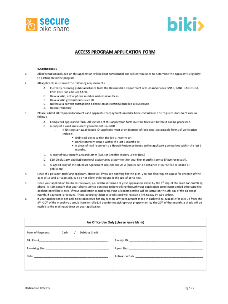 Fillable Online Access Program Application Form Fax Email Print - pdfFiller