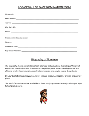 LOGAN WALL OF FAME NOMINATION FORM