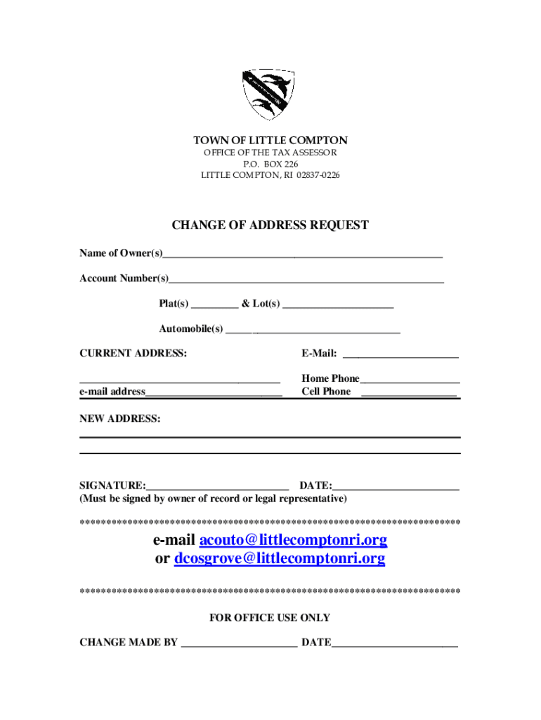 Fillable Online Town Treasurer/Tax Collector Little Compton, Rhode