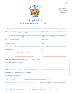 Merricat’s Castle School Application Form
