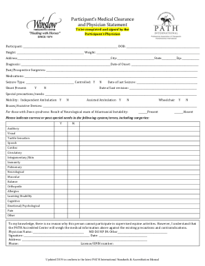 Participant’s Medical Clearance Form