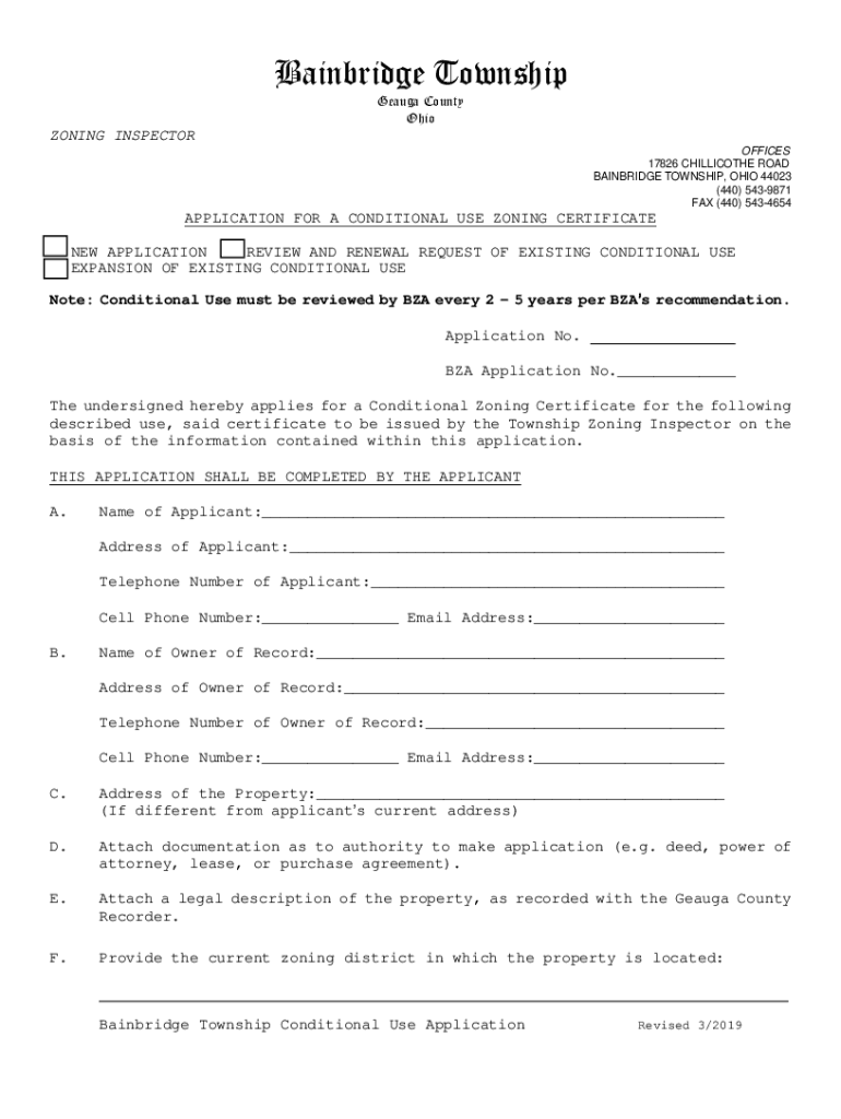Fillable Online Zoning Resolution Bainbridge Township, Ohio Fax Email