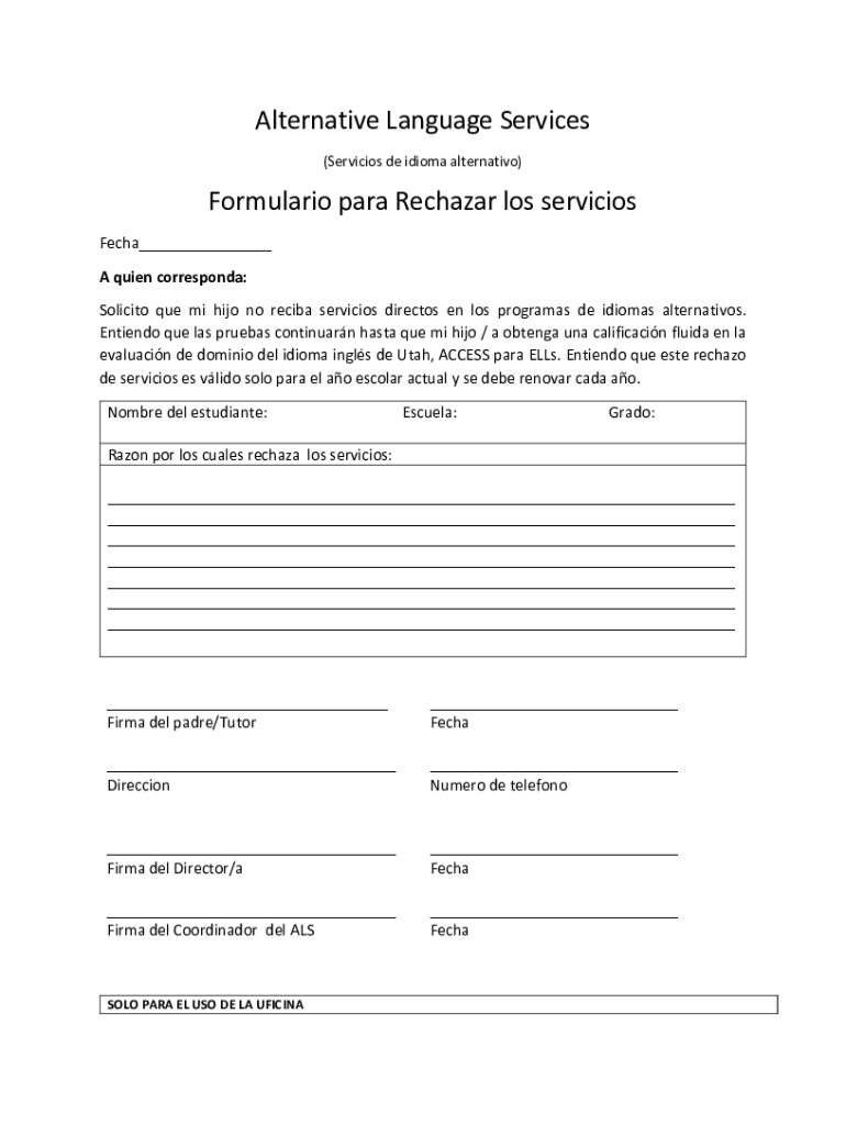 Fillable Online Refusal of Services Form Fax Email Print - pdfFiller