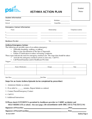 Fillable Online 13+ Asthma Action Plan Templates - PDF Free &amp; Premium ...