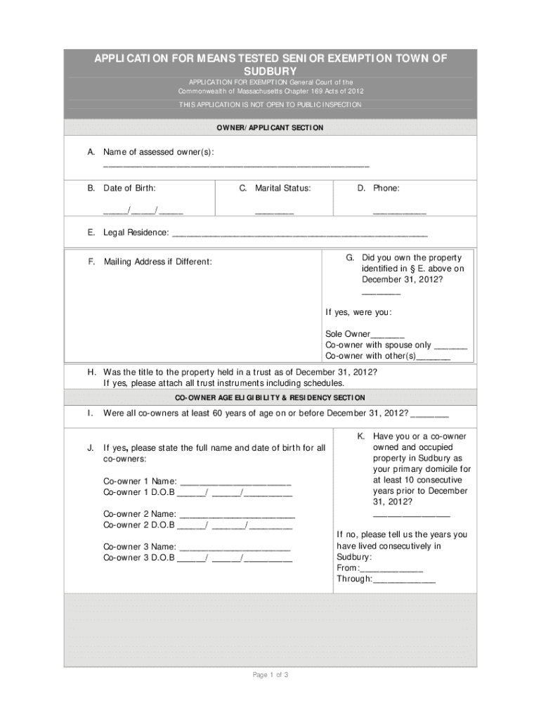 Fillable Online Means Tested Senior Exemption application final June 24