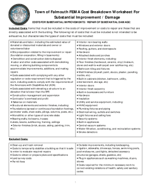 Fillable Online FEMA Cost Breakdown Worksheet For Substantial Fillable Online FEMA Cost Breakdown Worksheet For Substantial