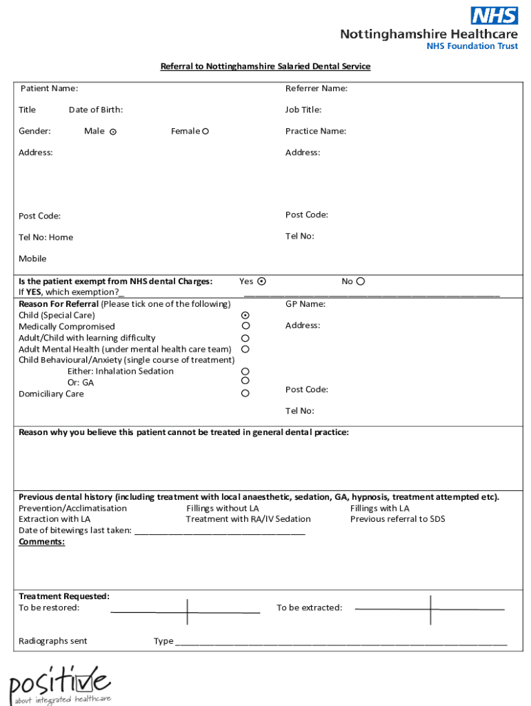 Fillable Online midnottspathways nhs Referral to Nottinghamshire