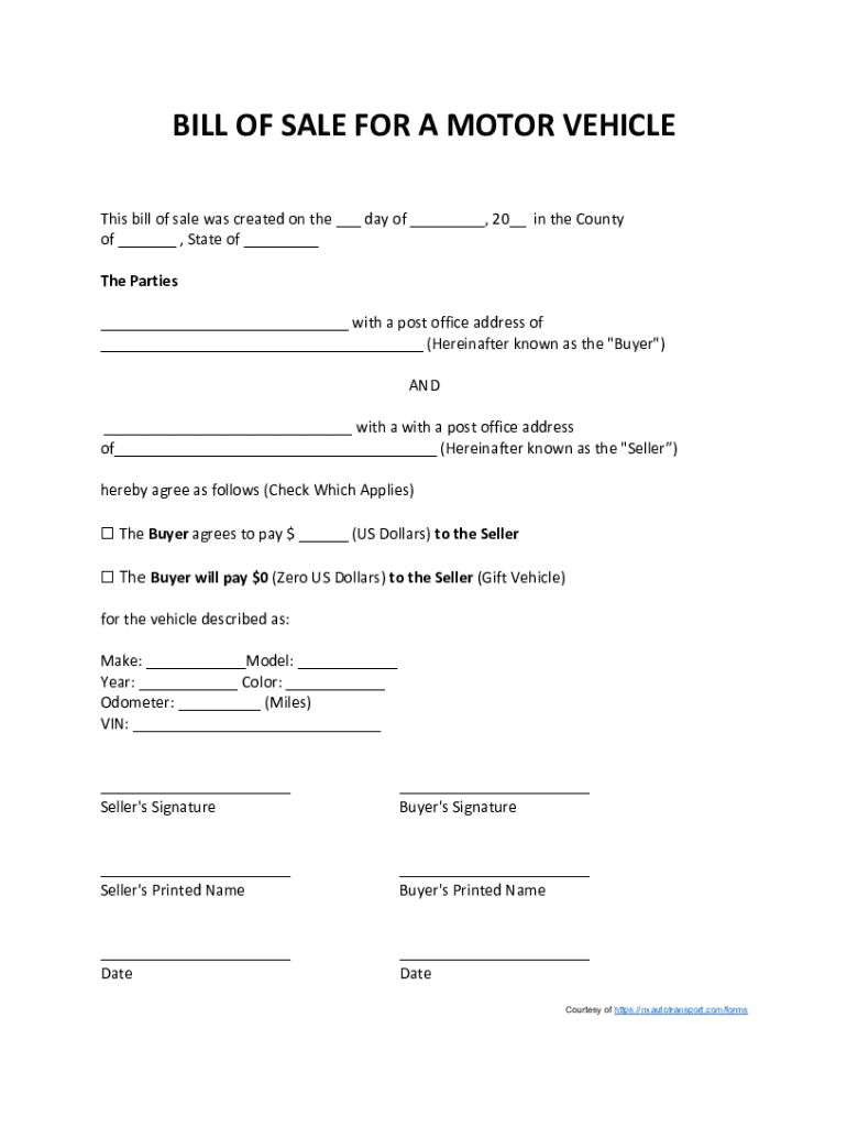 Fillable Online Alabama Vehicle Bill of Sale - eForms Fax Email Print ...