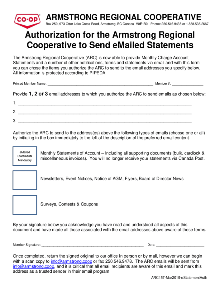 Fillable Online Box 250, 973 Otter Lake Cross Road, Armstrong, BC