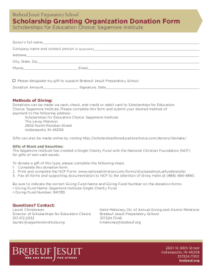 Fillable Online Scholarship Granting Organization Donation Form Fax ...