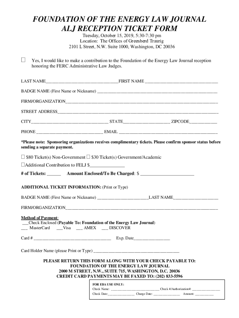 Fillable Online FOUNDATION OF THE ENERGY LAW JOURNAL ALJ EBA Home