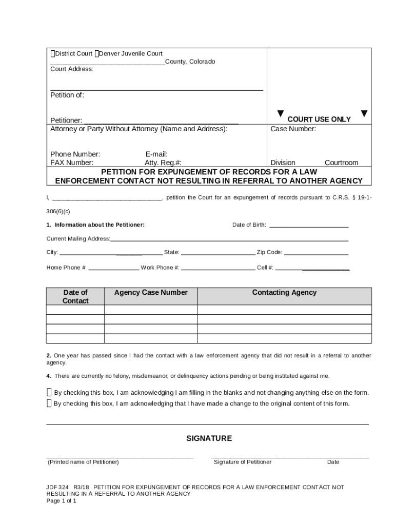 Colorado Petition for Change of Name (Minor) Doc Template | pdfFiller