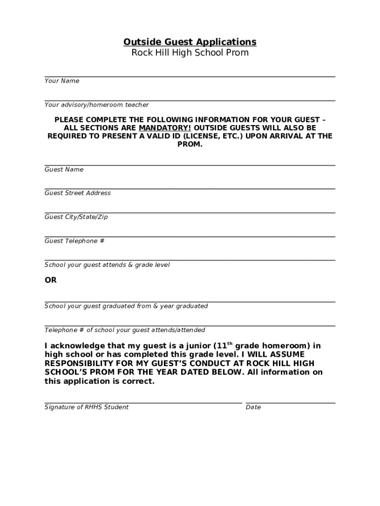Prom Guest Application 21 Doc Template pdfFiller