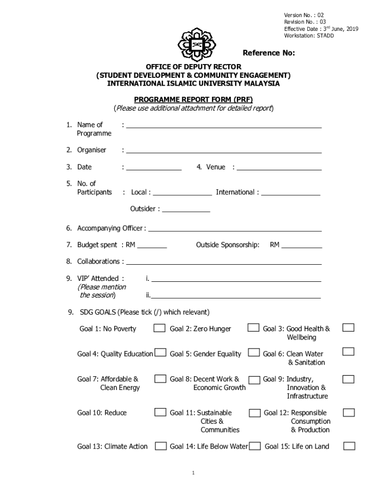 Fillable Online PROGRAMME REPORT FORM Fax Email Print - pdfFiller