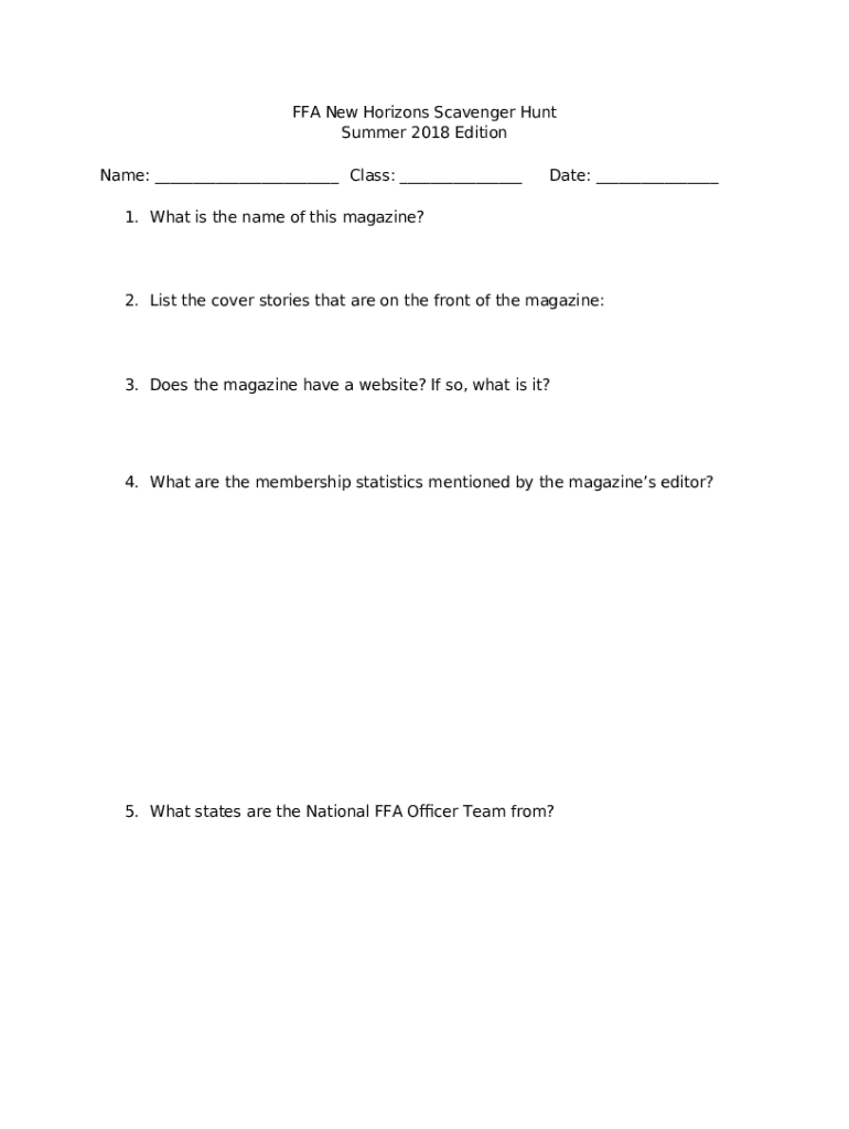 to the "New" FFA New Horizons!National FFA Doc Template pdfFiller