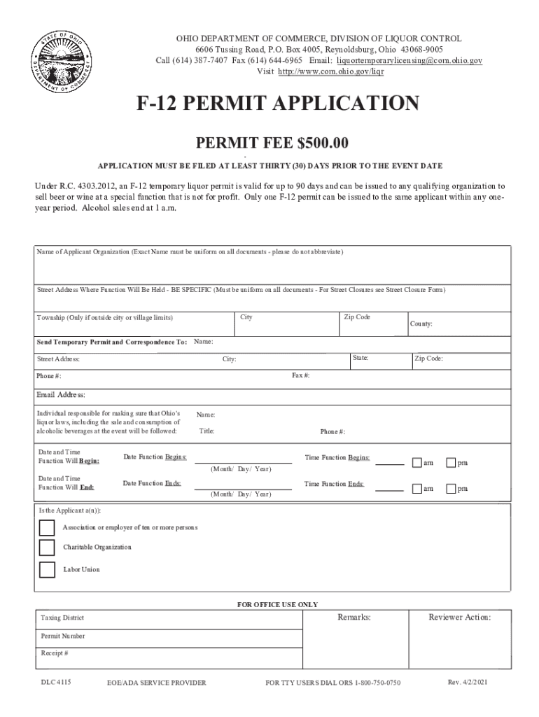 DIVISION OF LIQUOR CONTROL 6606 TUSSING ROAD, P O BOX Preview on Page 1