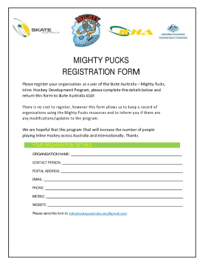 Mighty Pucks Club &amp;amp; Rink Registration and Order Form