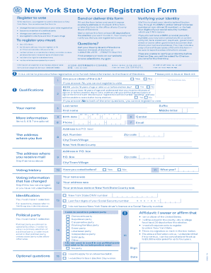 Fillable Online New York State Voter Registration Form. Registration ...