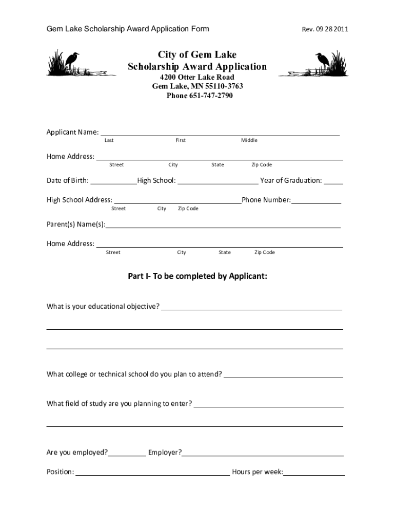 Fillable Online Scholarship Application GEM Fellowship Program Fax 