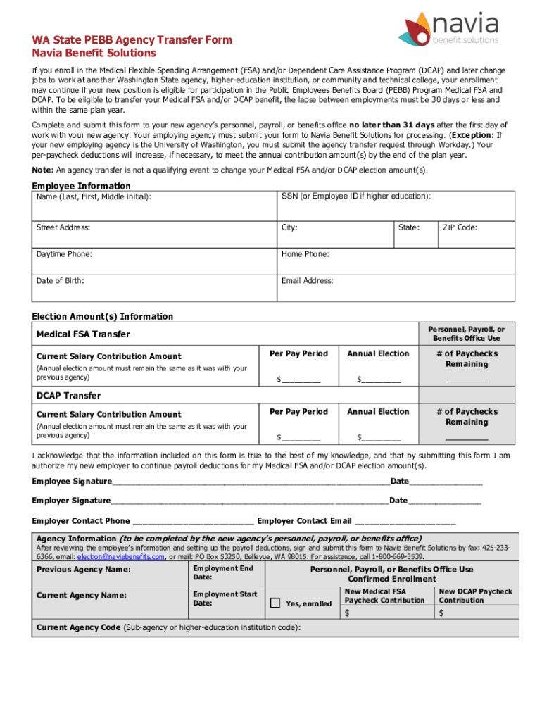 Fillable Online WA STATE PEBB CHANGE IN STATUS FORM Navia Benefit