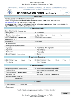 NATO Lecturer Registration Form