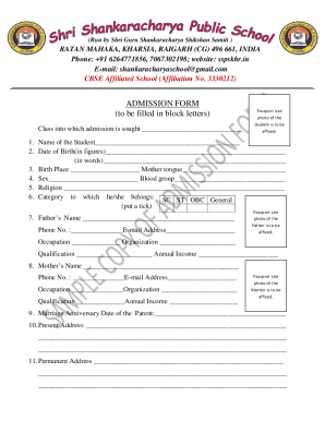 ADMISSION FORM - SHRI SHANKARACHARYA PUBLIC ...