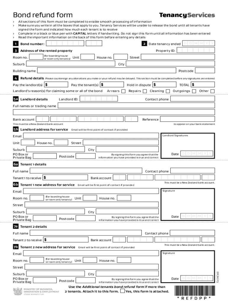 bond refund form nz Preview on Page 1