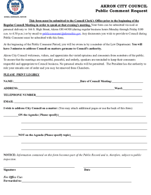 Public Comment Form - Akron City Council