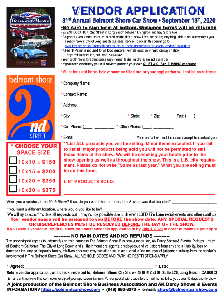 Fillable Online Belmont Shore Car Show Returns To Long Beach Fax