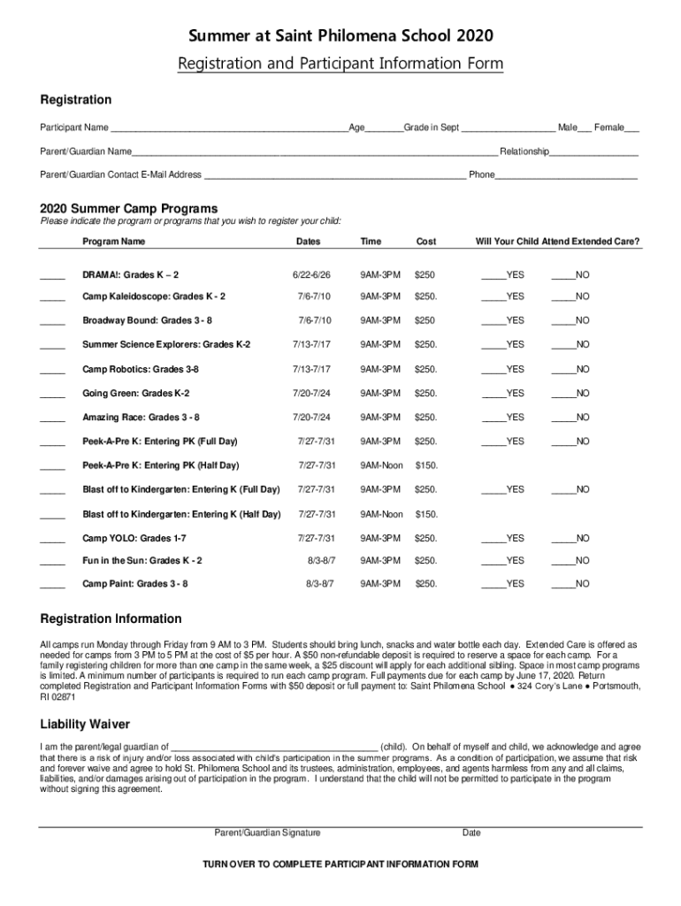 Fillable Online Home St. Philomena SchoolHome St. Philomene