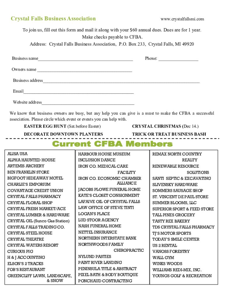Fillable Online Businesses in and around the City of Crystal Falls, MI Fax Email Print pdfFiller