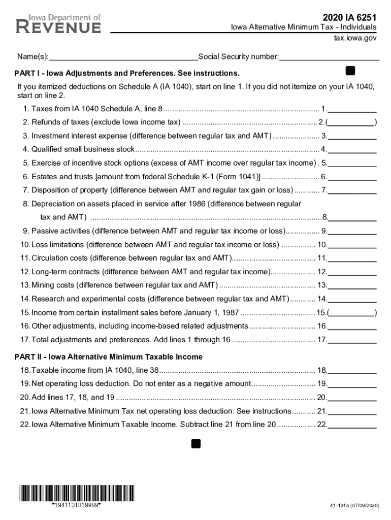 form 6251 Preview on Page 1