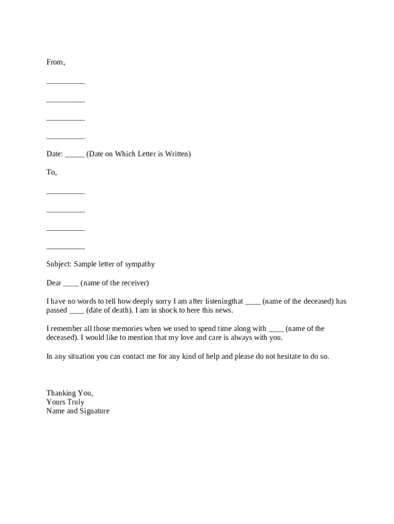 Sample Condolence Letter to Friend - Free Sample Letters Doc Template ...