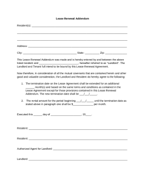 Sample Lease Renewal AddendumForm Letter Template