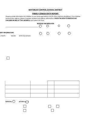 WATERLOO CENTRAL SCHOOL DISTRICT FAMILY CENSUS DATA REPORT
