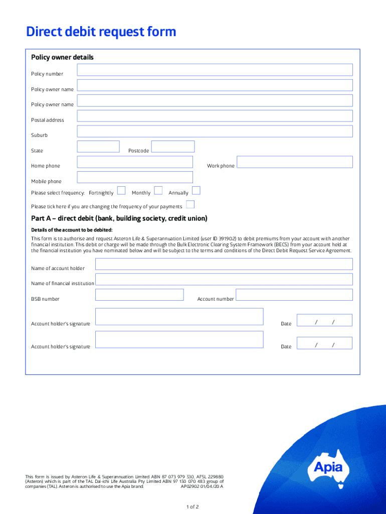 australia direct debit request Preview on Page 1