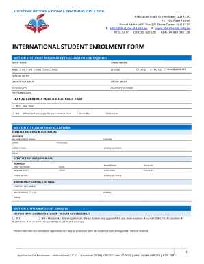 INTERNATIONAL STUDENT ENROLMENT FORM - Lifetime-Practical and ...