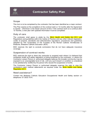 Fillable Online Contractors - Safety Plan - Form - App 5 Fax Email ...
