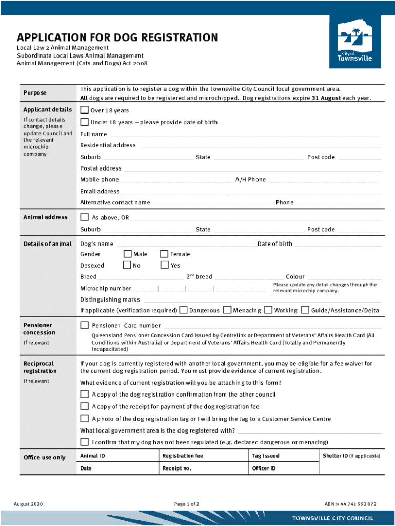 au dog registration city Preview on Page 1