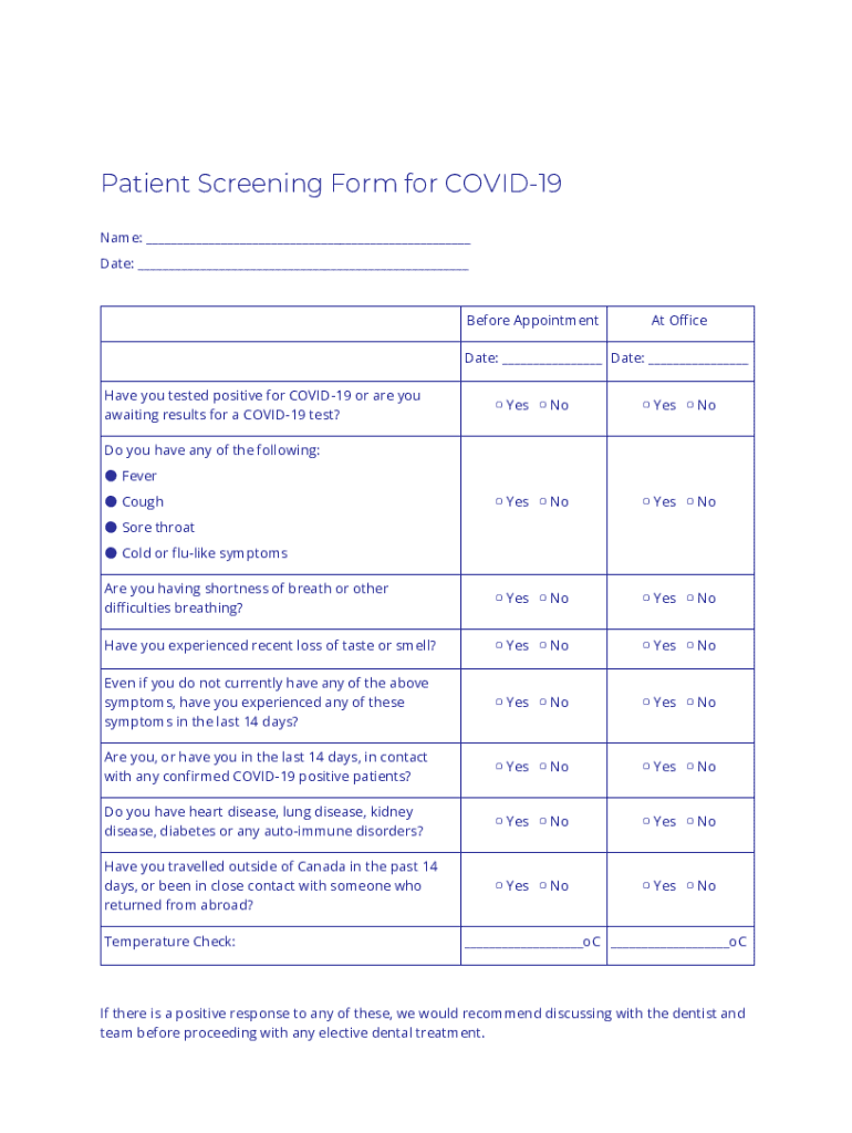 Fillable Online Pre-visit screening script template Fax Email Print ...